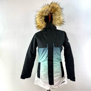 686 Dream Black and Gradient Blue Snowboard Ski Parka NWOT